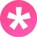 White asterisk symbol on bright pink circle background