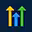 Colorful upward arrows showing growth on dark background