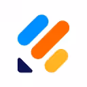 Colorful pencil icon logo with blue orange and navy
