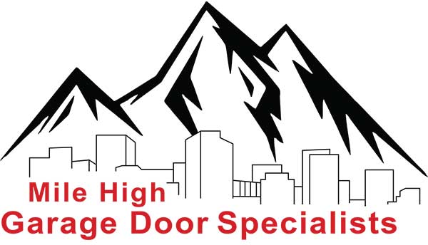 Mile High Garage Door Specialists logo with mountains and skyline